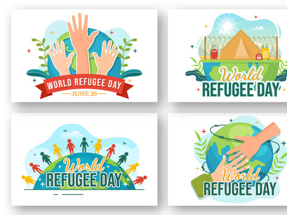 12 World Refugee Day Vector Illustration