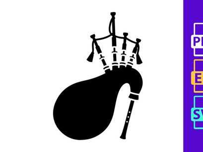 Traditional Scottish Bagpipes Musical Instrument Silhouette Icon