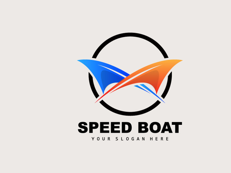 Speed Boat Logo, Fast Cargo Ship Vector, Sailboat, Design For Ship Manufacturing Company, Waterway Shipping, Marine Vehicles