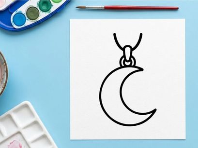 Minimalist crescent moon pendant necklace on white. Elegant celestial jewelry for modern fashion and gothic style.