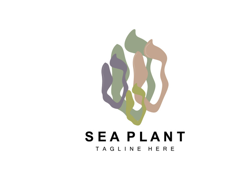 Seaweed Logo, Sea Plants Vector Design, Grocery And Nature Protection