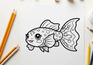 Cute cartoon fish swimming vector illustration flat design