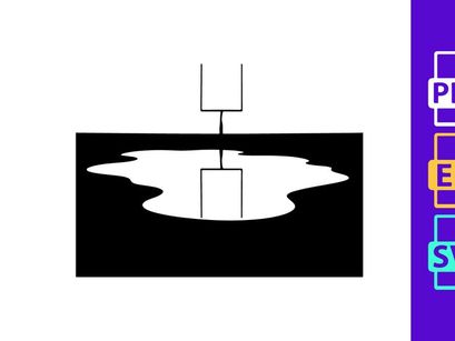 A black and white image of a football goal post reflected in a puddle of water