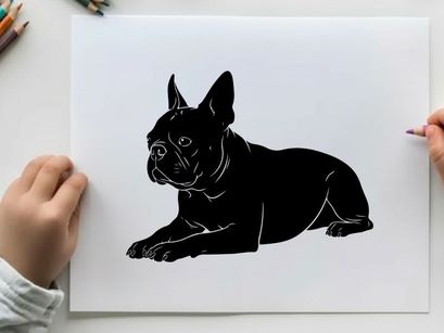 Silhouette of a french bulldog laying down