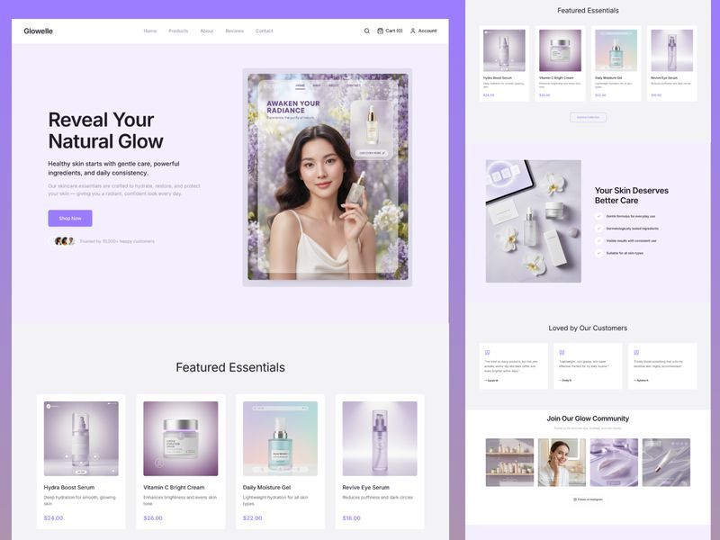 Modern Skincare Website UI – Beauty Landing Page