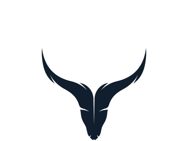Retro vintage bull head horns logo.