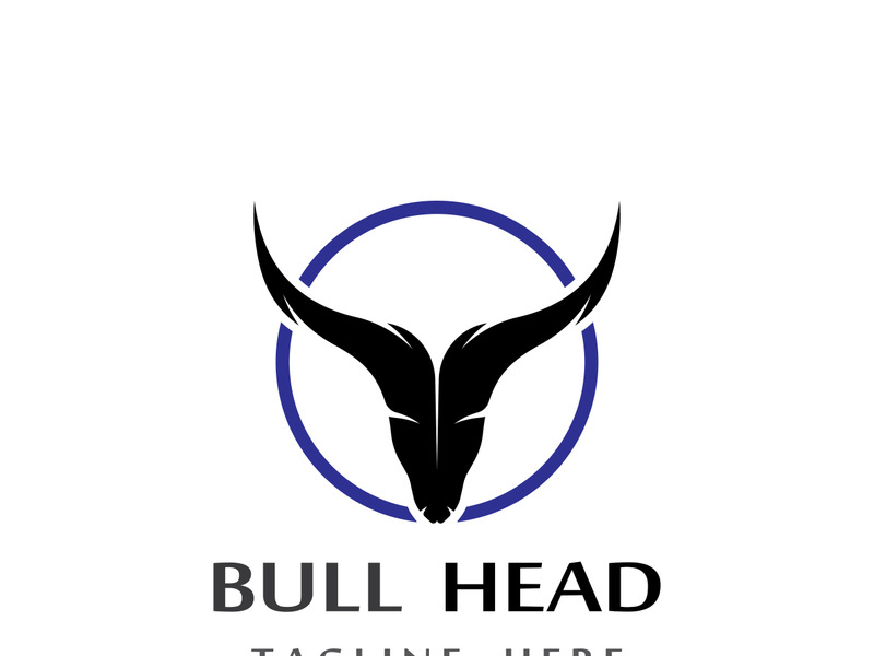 Retro vintage bull head horns logo.