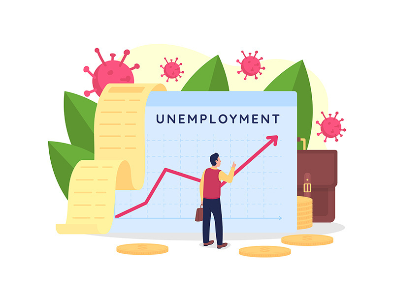 Rising unemployment rate flat concept vector illustration