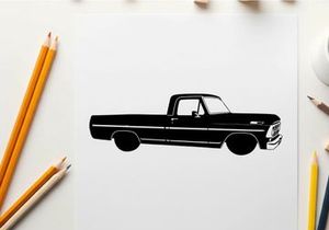 Silhouette of a classic american pickup truck with a sleek design