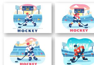 9 Hockey Player Sport Illustration
