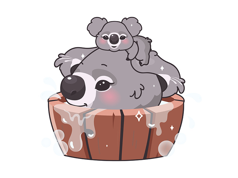 Cute koalas kawaii cartoon vector character