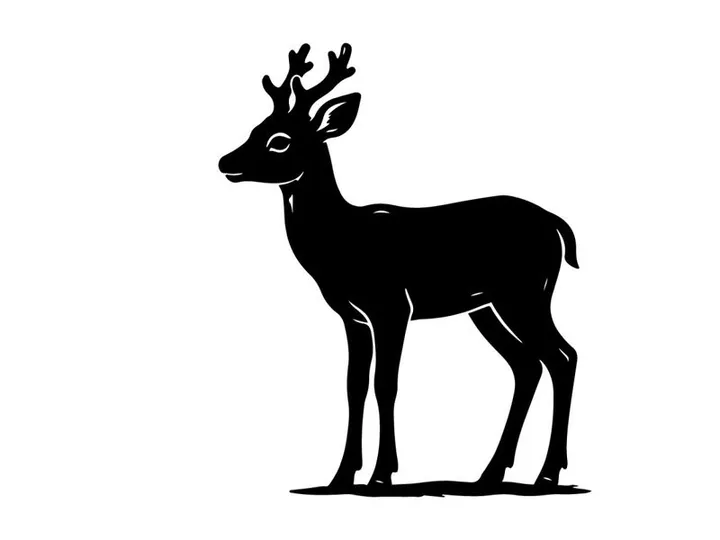 Siluet hitam rusa Natal terisolasi di latar belakang putih untuk desain Natal