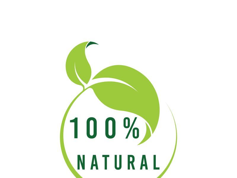 100% Natural and organic product badge vector green icon