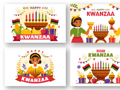 12 Happy Kwanzaa Celebration Illustration