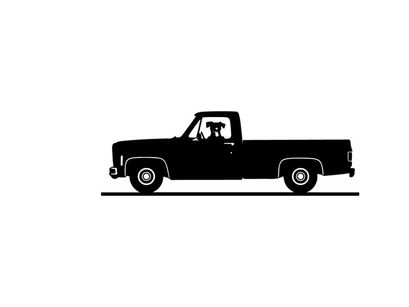 Silhouette of a classic american pickup truck with a long bed