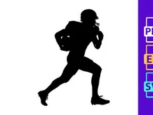 American football player running with ball silhouette