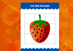 5 Pages Cut and arrange with a fruit worksheet for kids. Educational game for children