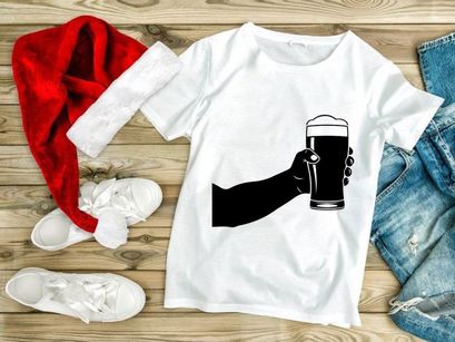 Cat drinking dark beer from glass mug vector illustration