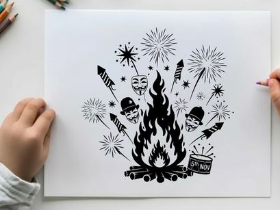 ilustrasi vektor perayaan malam api unggun dengan topeng