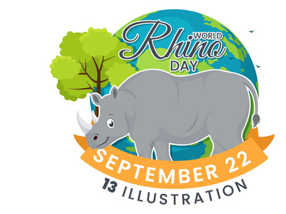 13 World Rhino Day Vector Illustration