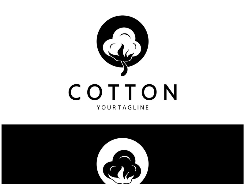 Soft natural organic cotton flower plant logo for cotton plantations, industries,business,textile,clothing and beauty,vector