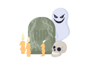 Spooky gravestone semi flat color vector item preview picture