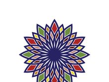 Traditional Asian colorful floral pattern Stained glass mosaic logo tile design inspiration