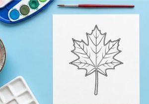 Detailed maple leaf illustration for botanical design. Artistic leaf drawing for nature-themed projects.