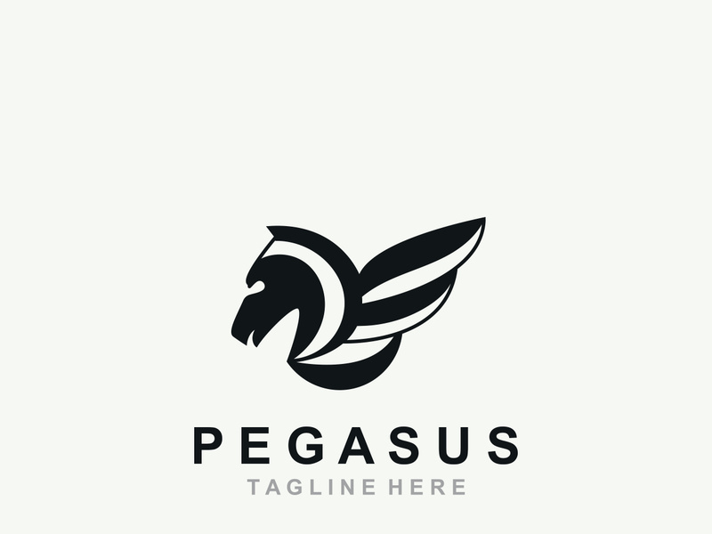 Pegasus horse Logo minimalist, Line art, Modern simple mascot, Mystic premium emblem