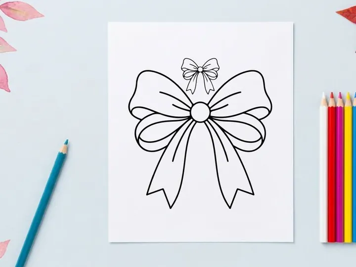 Hand drawn Christmas gift bow illustration for holiday greeting cards and festive design