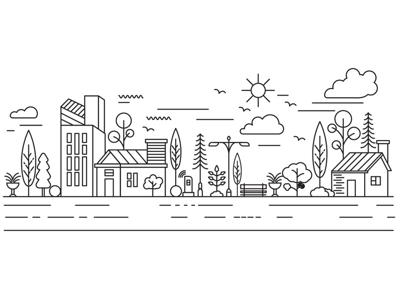 City Building Line art illustration