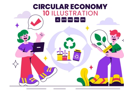 10 Circular Economy Concept Illustration
