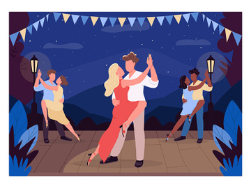 People dance on stage flat color vector illustration preview picture