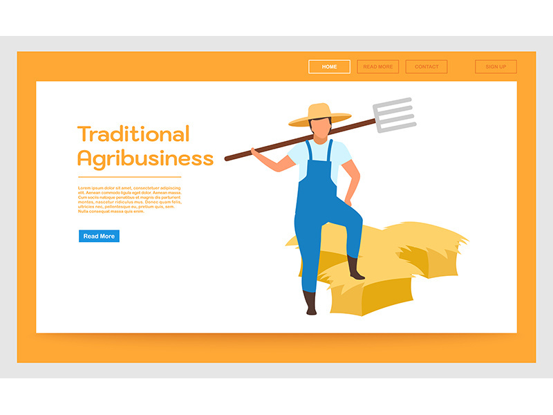 Traditional agribusiness landing page vector template