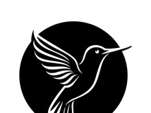 Black and white outline of a hummingbird.