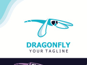 Dragonfly logo design modern and elegant minimalist color style monoline illustration