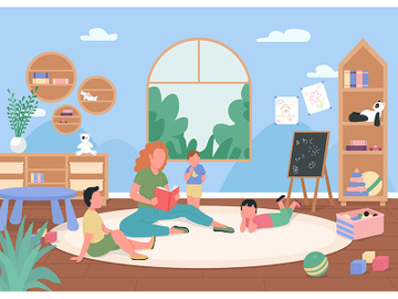 Kindergarten playroom flat color vector illustration preview picture