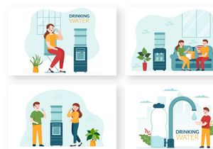 10 People Drinking Water Illustration