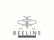 Bee line art animal exclusive logo simple inspiration on black background design