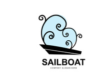 Sailboat Logo Design, Fishing Boat Illustration, Company Brand Vector Icon