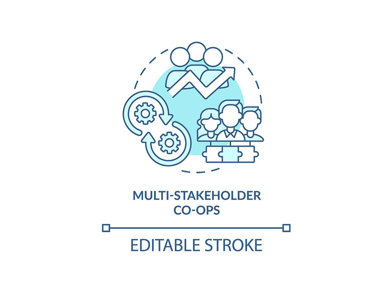 Multi-stakeholder co-ops turquoise concept icon