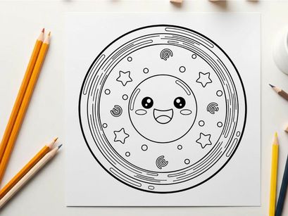 Cute smiling planet earth vector illustration with stars