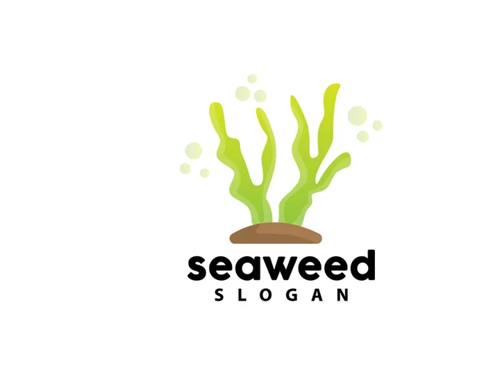 Coral reef logo vector silhouette sea fish habitat simple beautiful sea plants