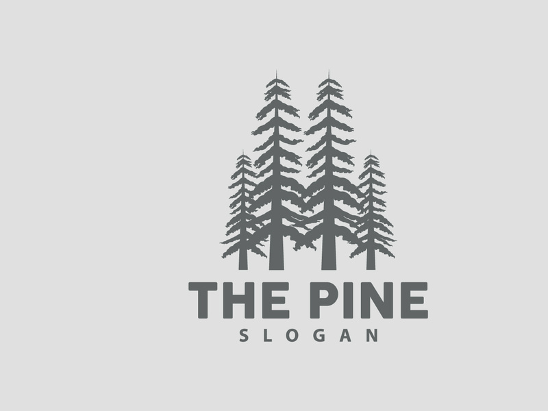 Forest Logo, Vector Forest Wood With Pine Trees