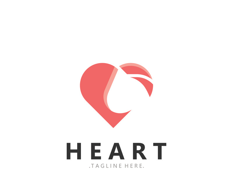 Heart logo design template, luxury ribbon Valentines day and love stripe logotype