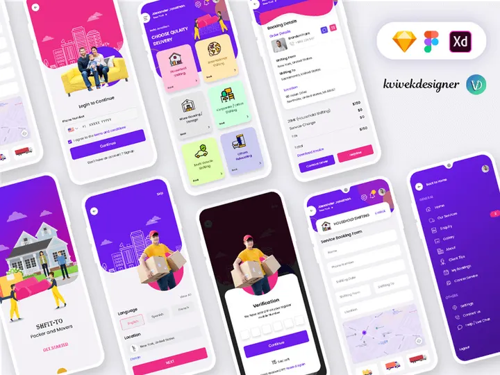 Packers and Movers Mobile App UI Kit preview picture