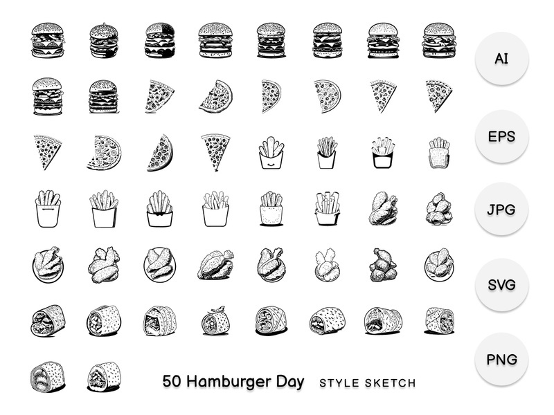 Hamburger Day Element Draw Black