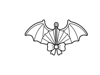 Halloween bat wings icon with a bow. Spooky holiday vector graphic for festive design.
