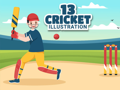 13 Cricket Sport Illustration