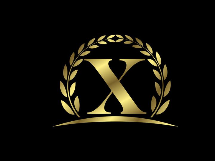 Golden letters with a golden laurel wreath. English alphabet, vector illustration